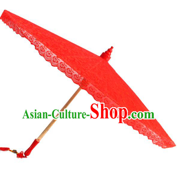 Chinese Red Lace Umbrellas Traditional Hanfu Umbrella Wedding Umbrella Classical Dance Umbrella
