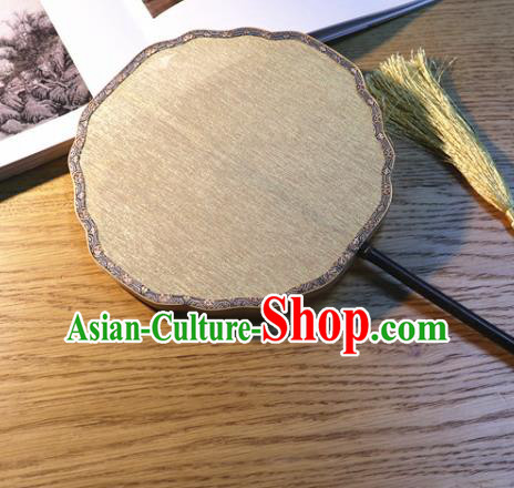 Handmade China Classical Dance Fan Ancient Princess Palace Fan Traditional Beige Silk Fan