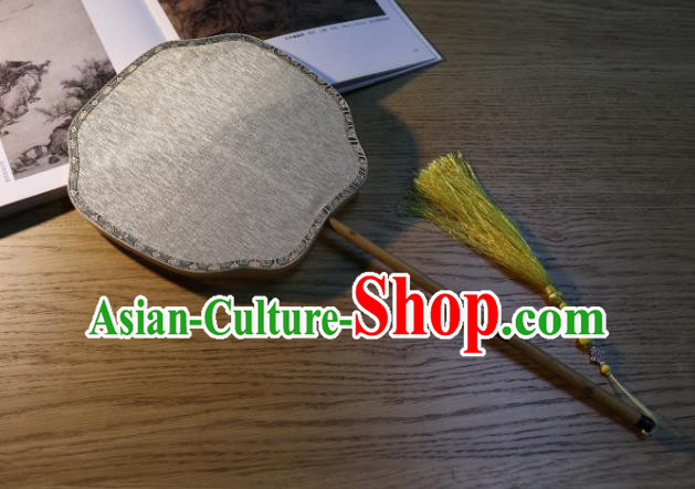 Handmade China Ancient Court Lady Grey Silk Fan Traditional Court Fan Classical Dance Palace Fan