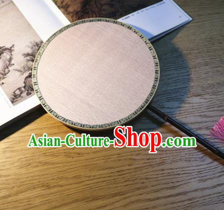 Handmade China Classical Dance Palace Fan Ancient Court Lady Pink Silk Fan Traditional Court Circular Fan