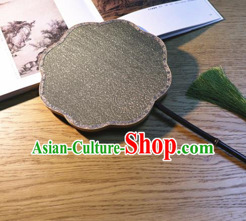 Handmade China Traditional Court Dance Fan Classical Palace Fan Ancient Court Lady Black Silk Fan