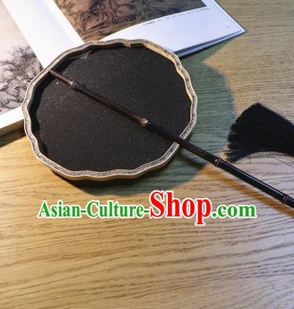 Handmade China Black Silk Fan Traditional Court Dance Fan Classical Palace Fan Princess Fans
