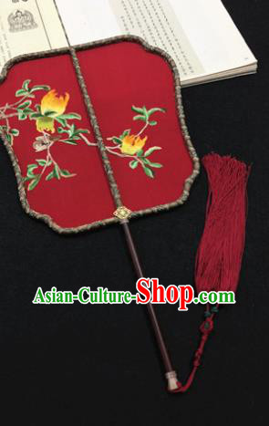 Handmade China Embroidered Silk Fan Wedding Fan Traditional Hanfu Fans Classical Red Palace Fan