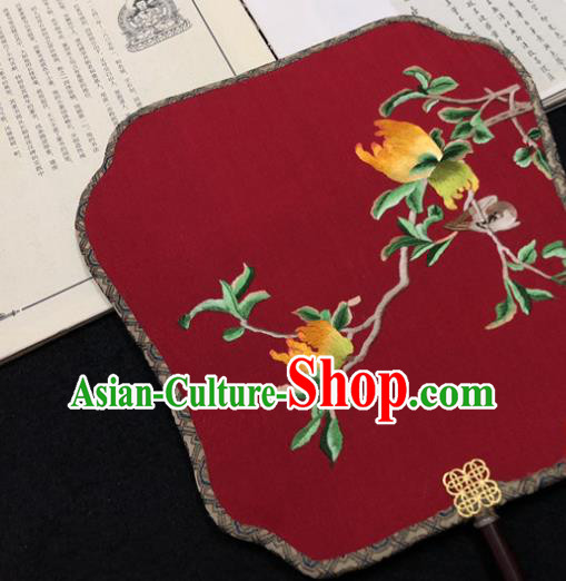 Handmade China Embroidered Silk Fan Wedding Fan Traditional Hanfu Fans Classical Red Palace Fan