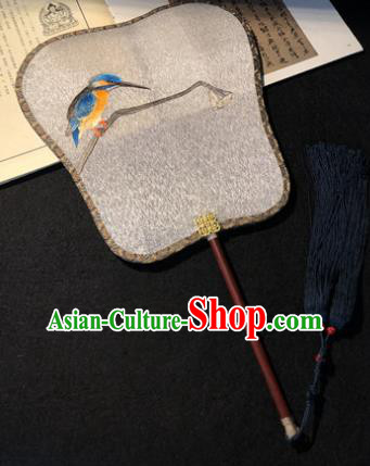 Handmade China Princess Fan Traditional Hanfu Fans Classical Palace Fan Embroidered Eisvogel Silk Fan