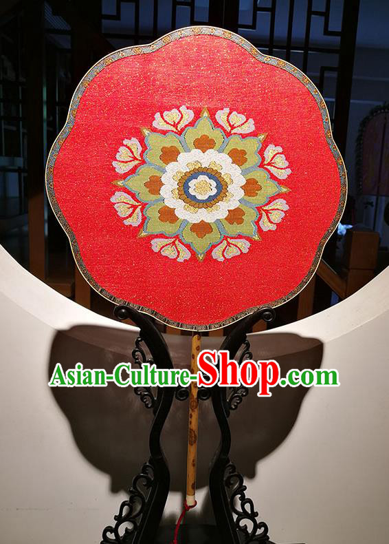 China Handmade Wedding Red Silk Fans Classical Palace Fan Traditional Tang Dynasty Princess Fan