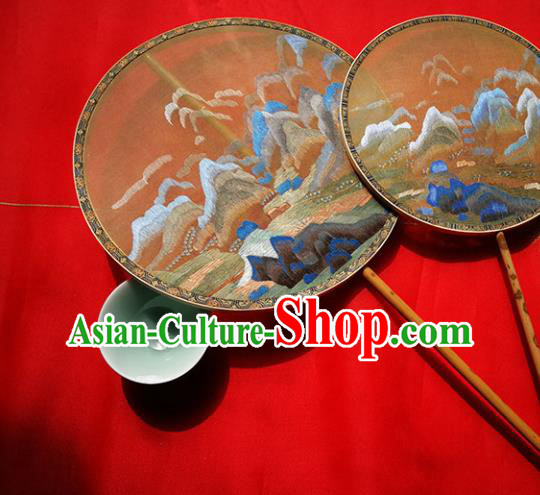 China Classical Palace Fan Traditional Double Sides Circular Fan Handmade Embroidered Silk Fans