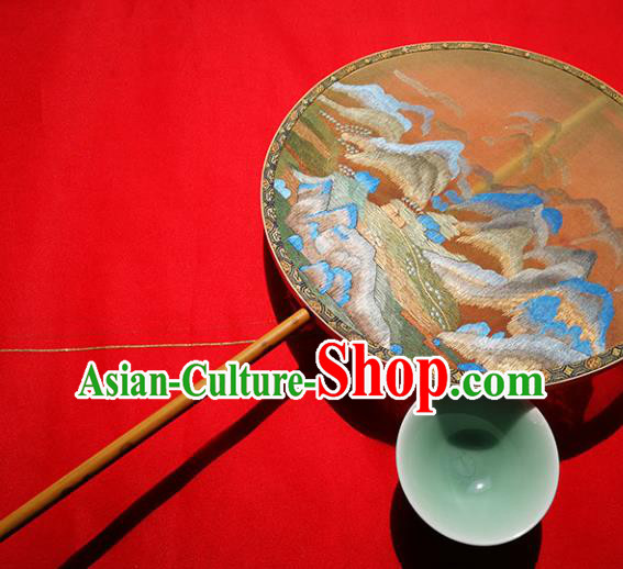 China Classical Palace Fan Traditional Double Sides Circular Fan Handmade Embroidered Silk Fans