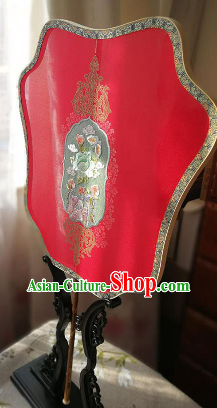 China Wedding Fan Traditional Hanfu Embroidered Fan Classical Palace Fan Handmade Red Silk Fan