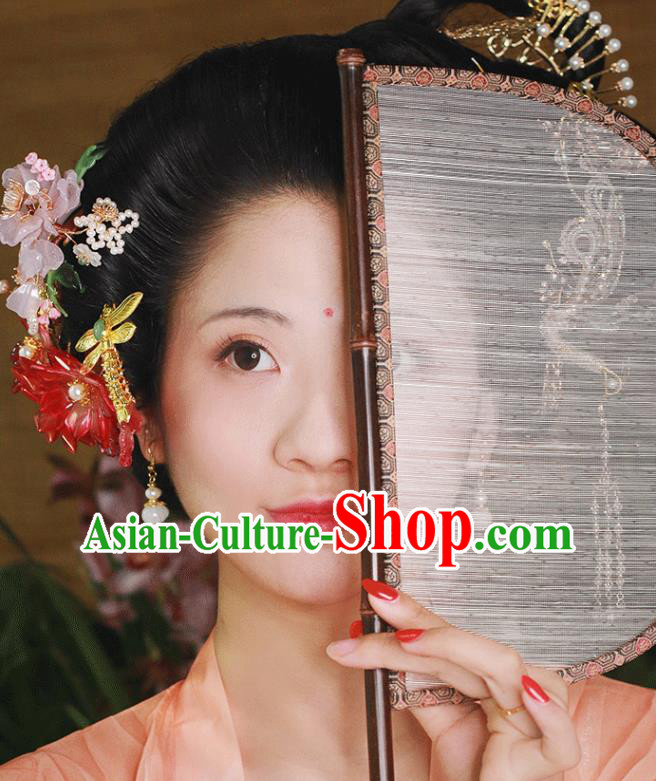 China Handmade Silk Classical Palace Fan Traditional Jin Dynasty Court Hanfu Fan