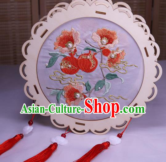 China Embroidery Pomegranate Silk Lamp Embroidered Portable Lantern Handmade Flower Drum Lantern