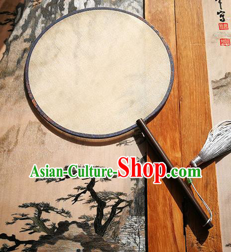 Handmade China Beige Silk Fan Princess Circular Fan Classical Palace Fan Traditional Hanfu Fans
