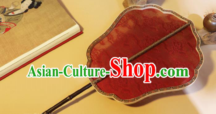 China Handmade Wedding Red Silk Fan Classical Clouds Pattern Palace Fan Traditional Ming Dynasty Hanfu Fan