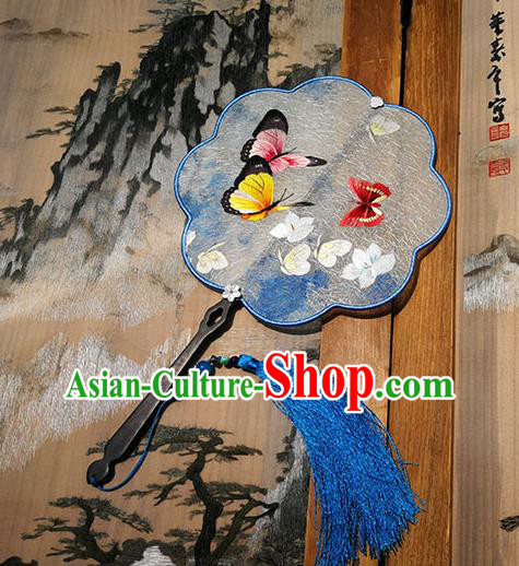 China Embroidered Butterfly Fan Handmade Silk Fans Traditional Hanfu Fan Palace Fan