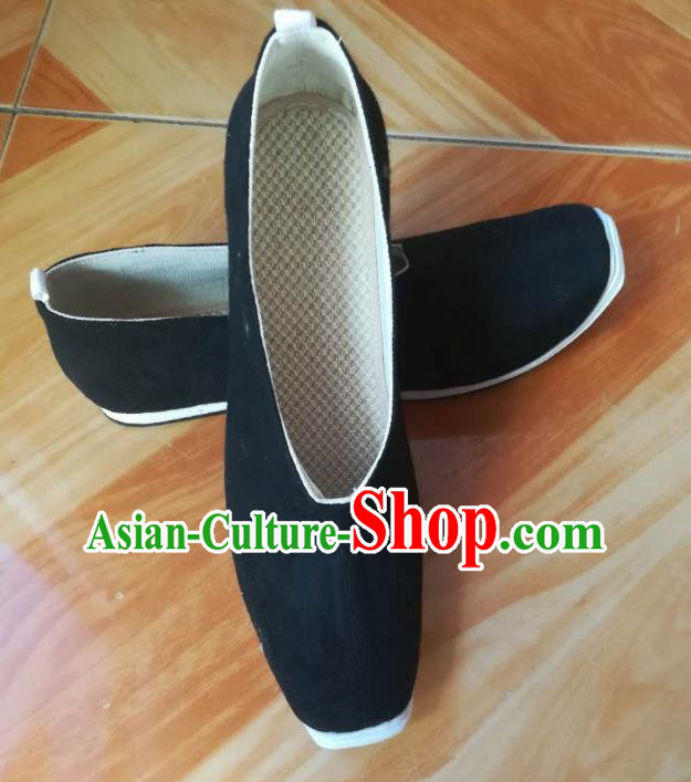 Chinese Ancient Taoist Black Cloth Shoes Traditional Song Dynasty Scholar Strong Cloth Soles Shoes for Men