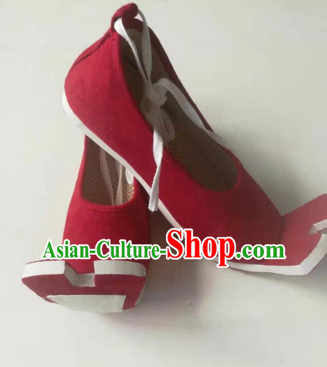 China Princess Red Cloth Shoes Traditional Han Dynasty Court Shoes Classical Wedding Shoes