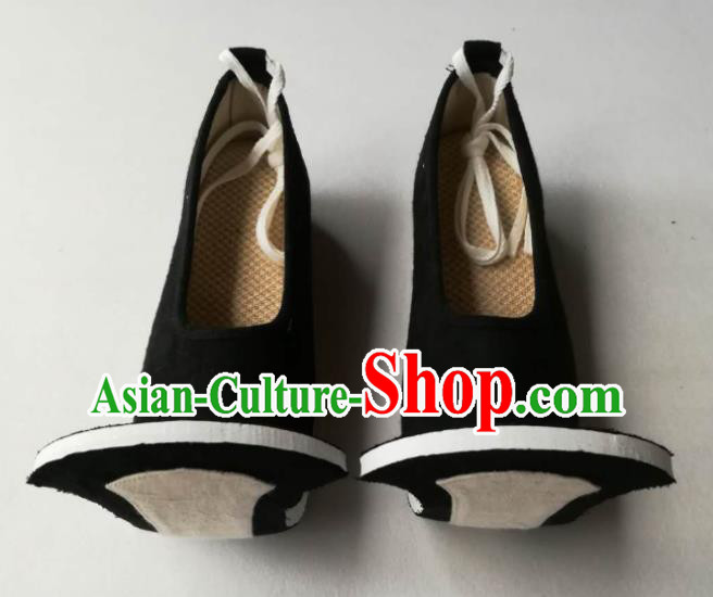 Chinese Handmade Classical Black Cloth Shoes Traditional Hanfu Shoes Han Dynasty Men Shoes