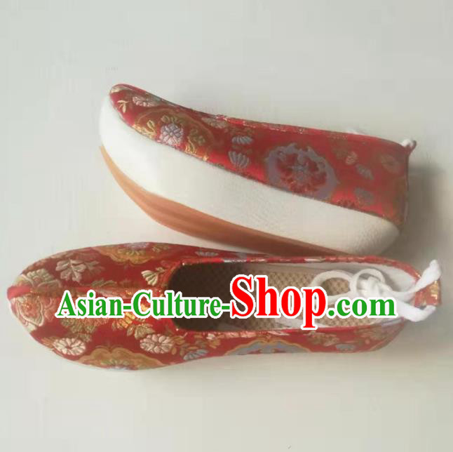 China Handmade Hanfu Shoes Red Brocade Shoes Traditional Ming Dynasty Princess Shoes Wedding Shoes