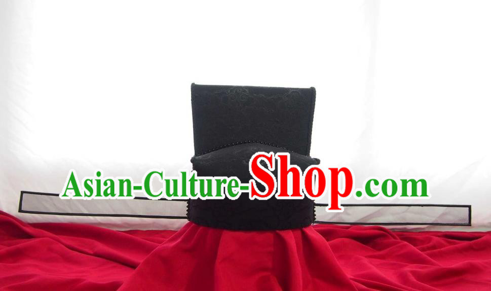Chinese Handmade Song Dynasty Emperor Black Hat Traditional Hanfu Ancient Official Headwear
