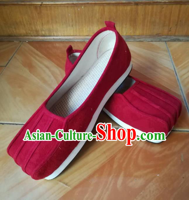 Chinese Ancient Taoist Red Hanfu Shoes Traditional Song Dynasty Scholar Shoes for Men