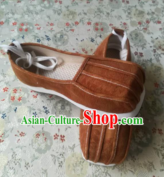 Chinese Ancient Taoist Hanfu Shoes Traditional Song Dynasty Scholar Shoes Ginger Cloth for Men