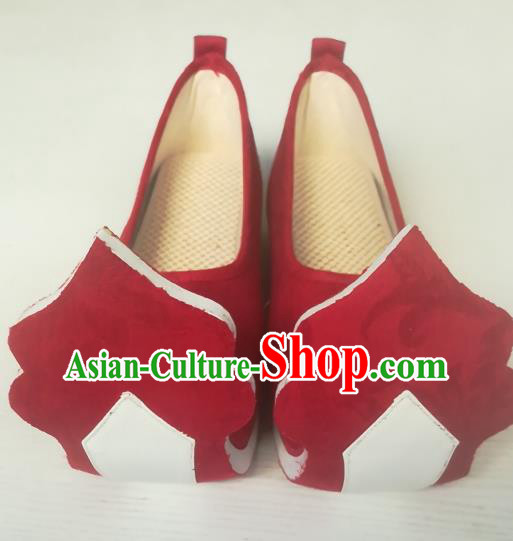 China Handmade Hanfu Shoes Traditional Ancient Tang Dynasty Princess Shoes Wedding Red Cloth Shoes