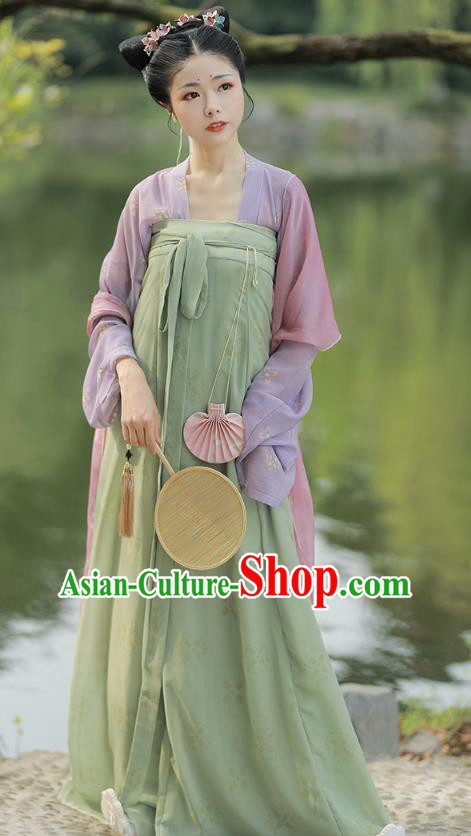 China Traditional Tang Dynasty Country Girl Historical Costume Ancient Young Lady Hanfu Dress