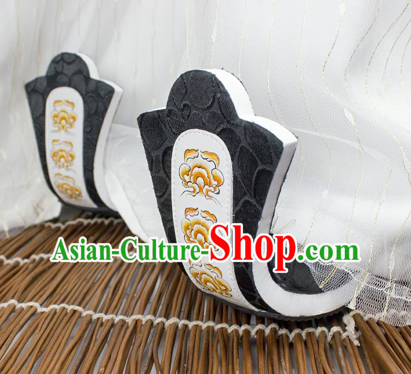 Chinese Traditional Hanfu Shoes Handmade Han Dynasty Emperor Black Cloth Shoes