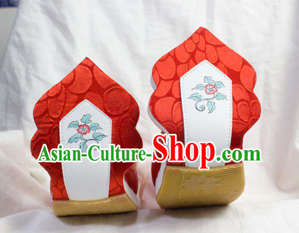 China Hanfu Wedding Shoes Traditional Tang Dynasty Princess Shoes Classical Red Brocade Shoes