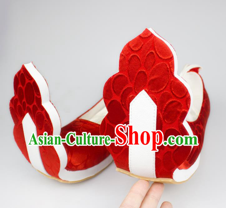 China Women Wedding Shoes Classical Red Brocade Shoes Traditional Song Dynasty Hanfu Shoes