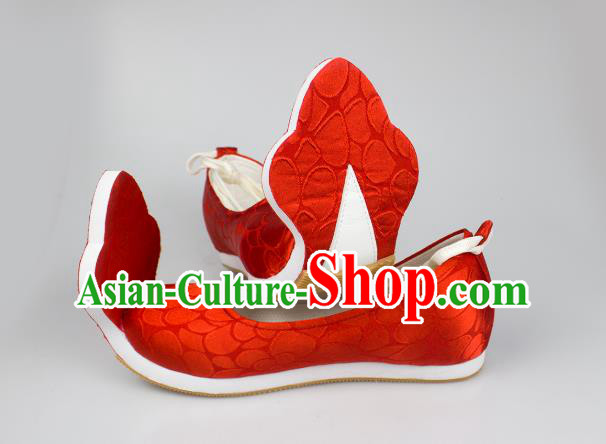 China Handmade Red Brocade Shoes Classical Wedding Shoes Traditional Tang Dynasty Princess Shoes