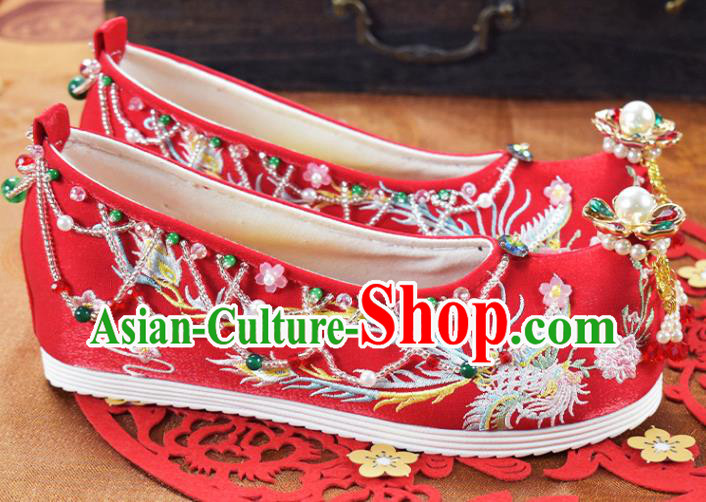 China Wedding Shoes Women Shoes National Embroidered Red Cloth Shoes Traditional Hanfu Shoes