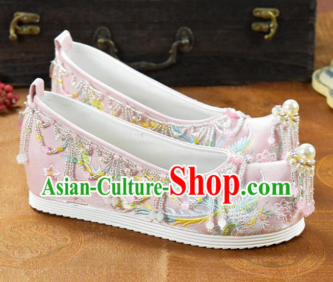 China National Embroidered Pink Cloth Shoes Traditional Hanfu Shoes Wedding Shoes Women Shoes