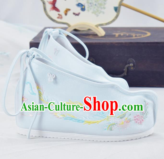 China Light Blue Cloth Shoes Traditional Princess Shoes Women Hanfu Shoes National Embroidered Shoes