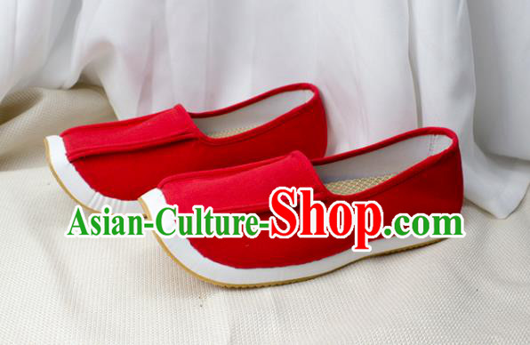 Chinese Ancient Scholar Shoes Handmade Red Cloth Shoes Traditional Song Dynasty Taoist Shoes