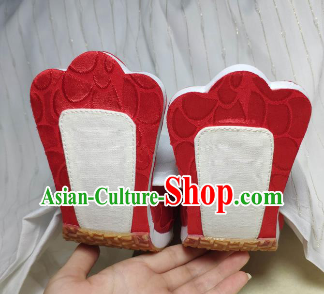 China Handmade Wedding Shoes Classical Red Brocade Shoes Traditional Tang Dynasty Princess Shoes