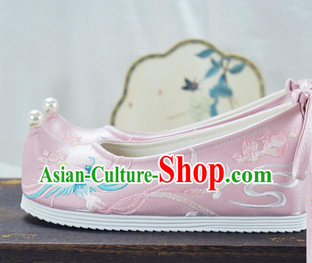 China National Shoes Traditional Wedding Shoes Pink Cloth Shoes Women Embroidered Shoes