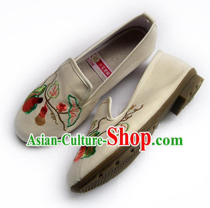 China Women Shoes Traditional Shoes National Beige Flax Shoes