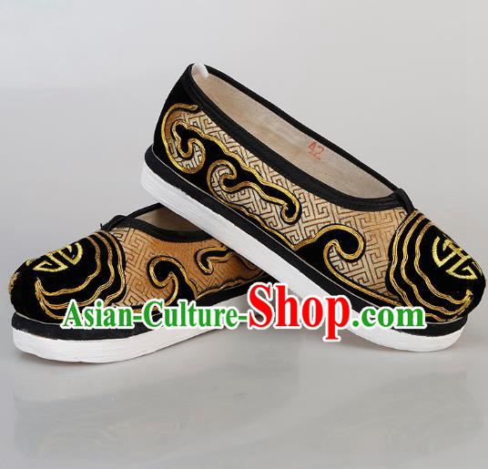 Chinese Traditional Beijing Opera Laosheng Shoes Handmade Ancient Elderly Gentleman Shoes