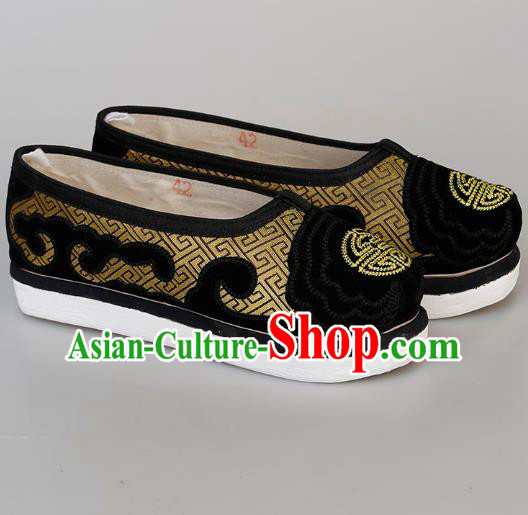 Chinese Handmade Ancient Elderly Gentleman Shoes Traditional Beijing Opera Laosheng Shoes