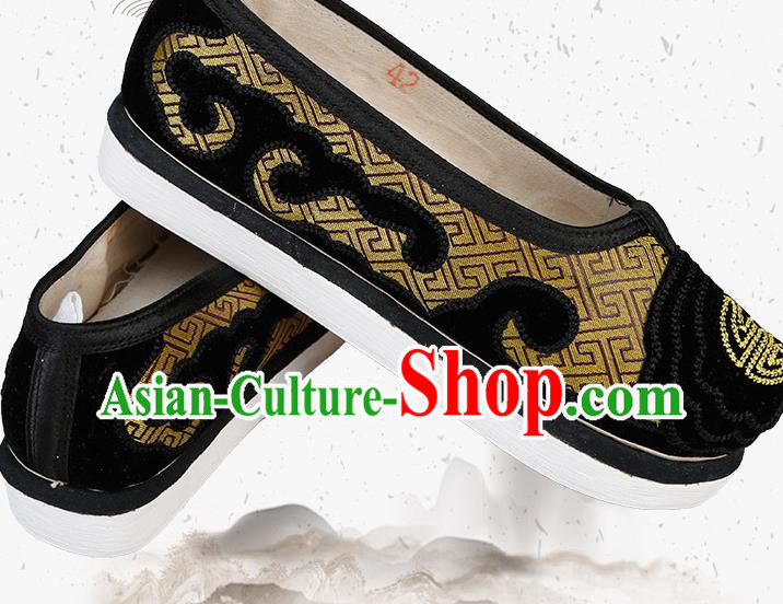 Chinese Handmade Ancient Elderly Gentleman Shoes Traditional Beijing Opera Laosheng Shoes