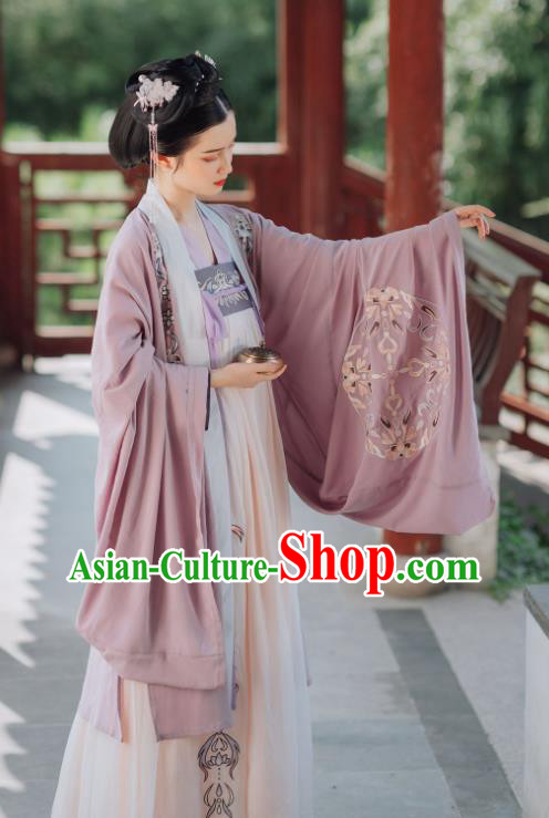 China Ancient Tang Dynasty Court Woman Hanfu Clothing Traditional Embroidered Garment Complete Set
