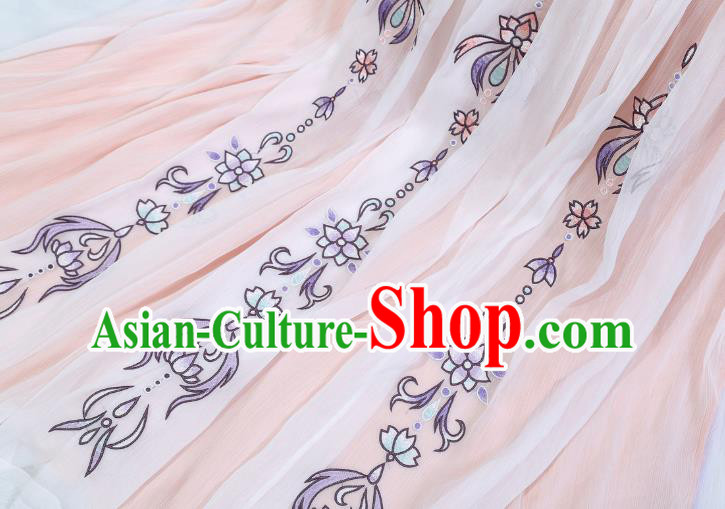China Ancient Tang Dynasty Court Woman Hanfu Clothing Traditional Embroidered Garment Complete Set
