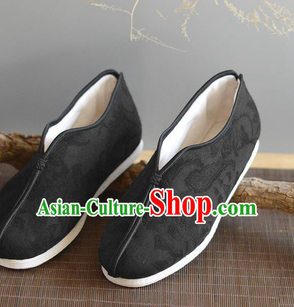 China Traditional Black Cloth Shoes National Cotton Padded Shoes Elderly Women Shoes