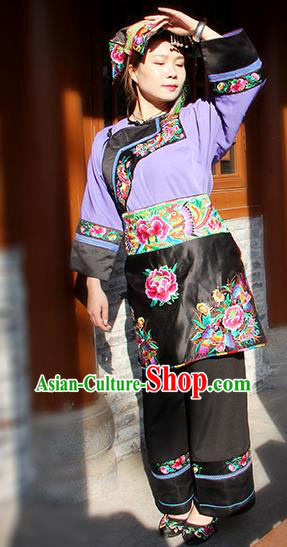 Chinese Miao Nationality Women Clothing Xiangxi Ethnic Costumes and Headwear