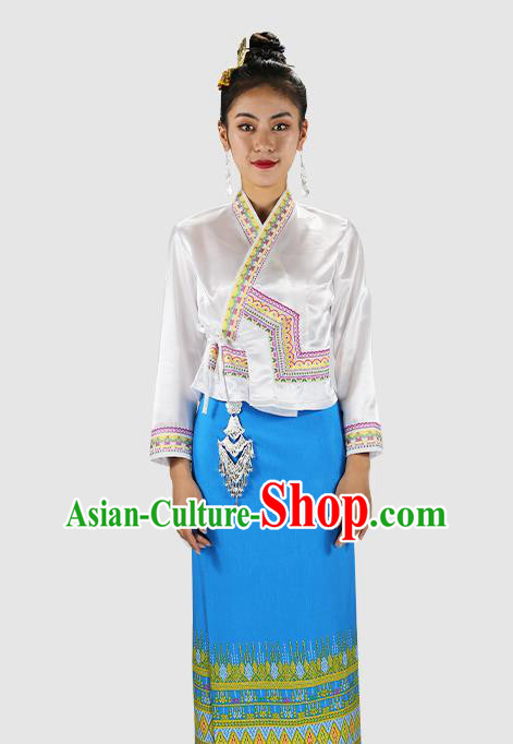 Chinese Yunnan Minority Outfits Clothing Dai Nationality Dance Dress Yunnan Ethnic Woman Informal Costume