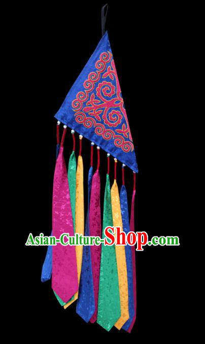 China Liangshan Ethnic Minority Triangle Sachet Pendant Traditional Yi Nationality Royalblue Waist Accessories