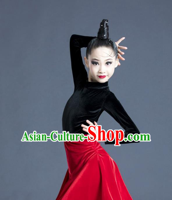 Top Modern Dance Clothing Children Latin Dance Dress Professional Dance Costume