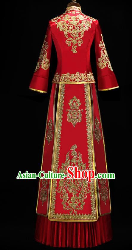 Chinese Classical Xiuhe Suit Red Outfits Traditional Wedding Clothing Bride Embroidered Costumes
