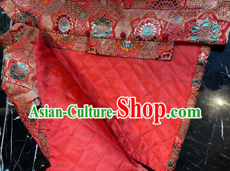 China Woman New Year Red Brocade Jacket Traditional Tang Suit Overcoat